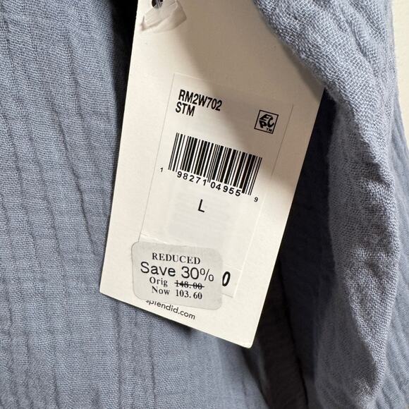 Splendid Collection Gauze Button Down Top NWT Women’s Large Blue Long Sleeve - Picture 4 of 4